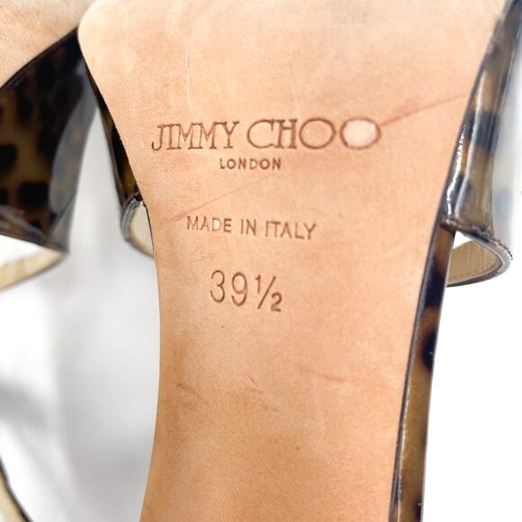 Jimmy Choo Lance Sandals Leopard Strappy Heels Brown Stiletto‎ Sz 39.5 / 9.5 - Picture 9 of 9